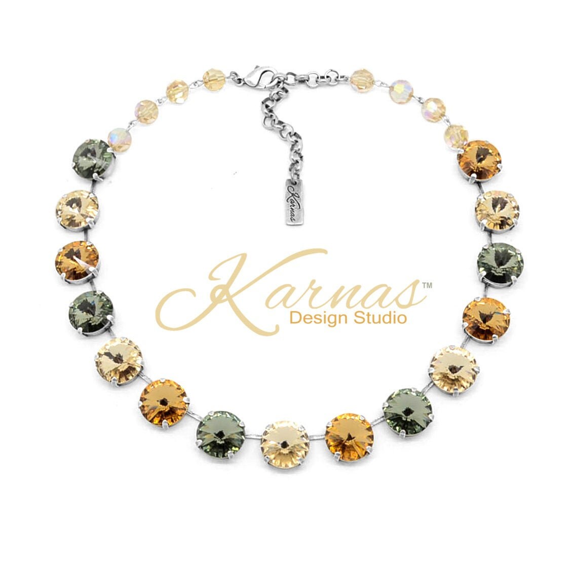 Like A River 14mm Rivoli Cut Necklace Made With Genuine Crystal Choose Your Finish Karnas Design Studio Free Shipping