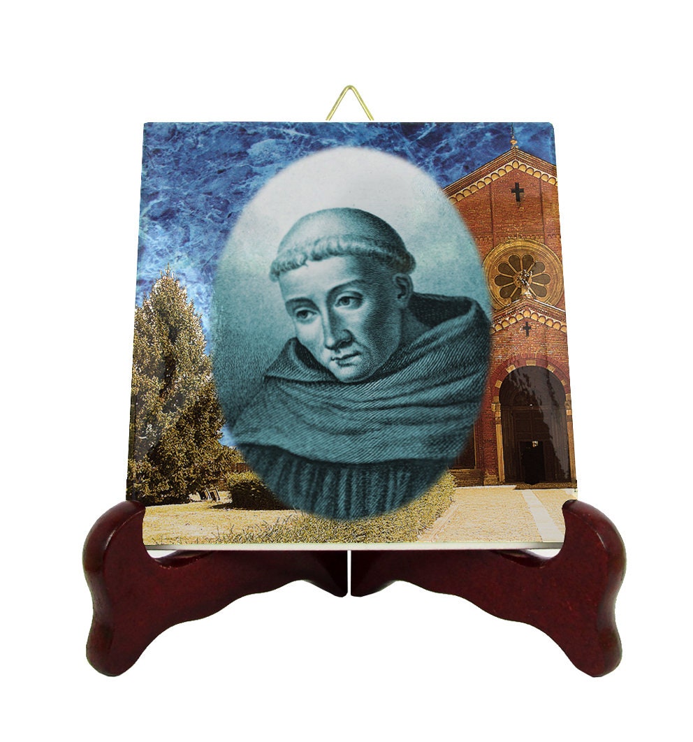 Saint Bernard Of Clairvaux Collectible Ceramic Tile Handmade in Italy - St Icon Catholic Saints Art