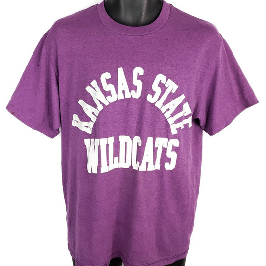 Kansas State University Wildcats T Shirt Vintage 80S Ncaa 50/50 Made in USA Mens Size Large