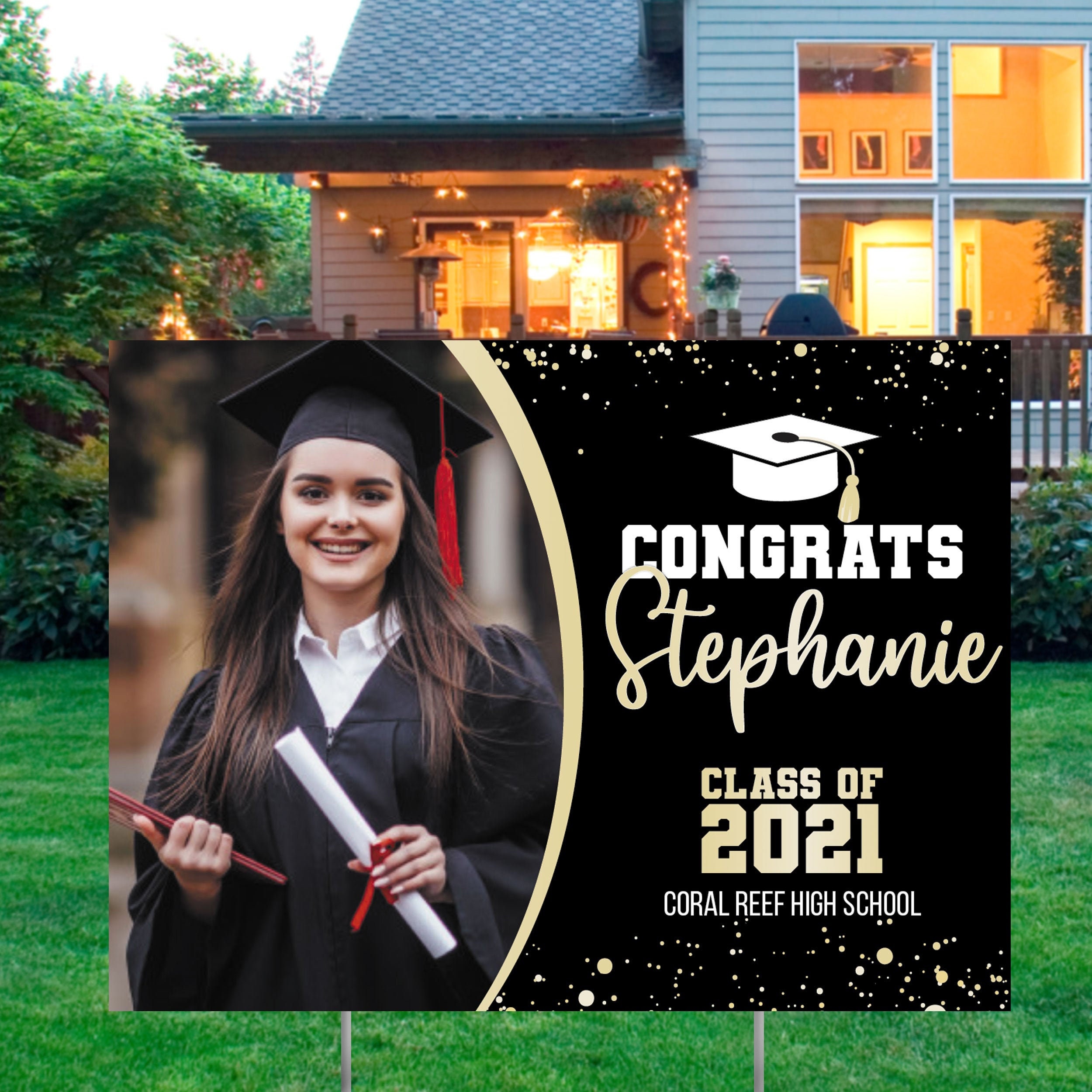 Graduation Yard Sign 2021, Graduation Photo Yard Sign, Personalized Signs, Class Of 2021 Custom Colors, Grad Sign