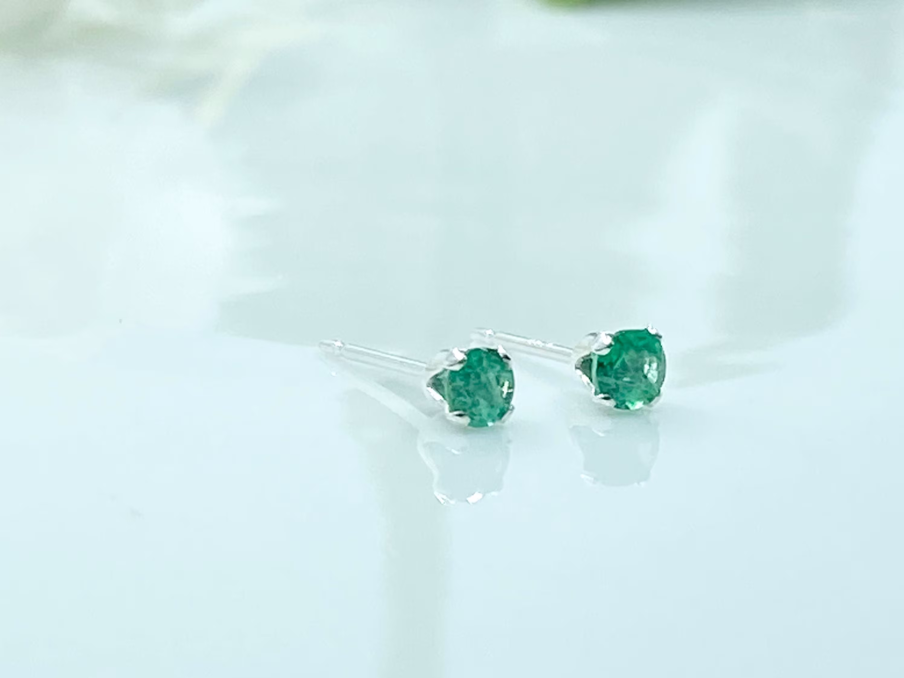 Emerald Stud Earrings, May Birthday Gift, Genuine Emerald Natural Emerald, Birthstone Jewelry, 3mm
