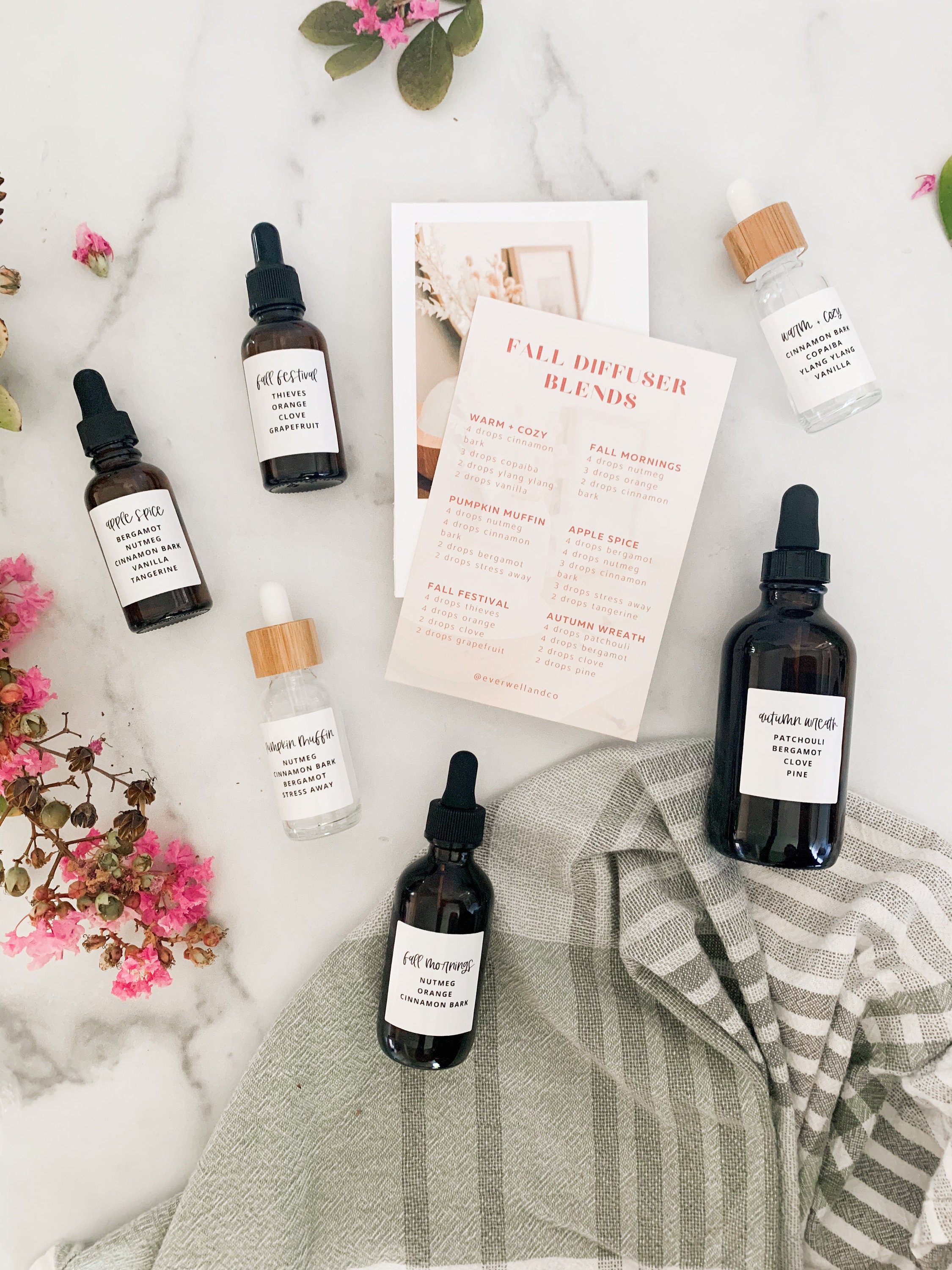 Fall Diffuser Blend Labels Only | Young Living Blends Labels Essential Oil Recipes Autumn Gift