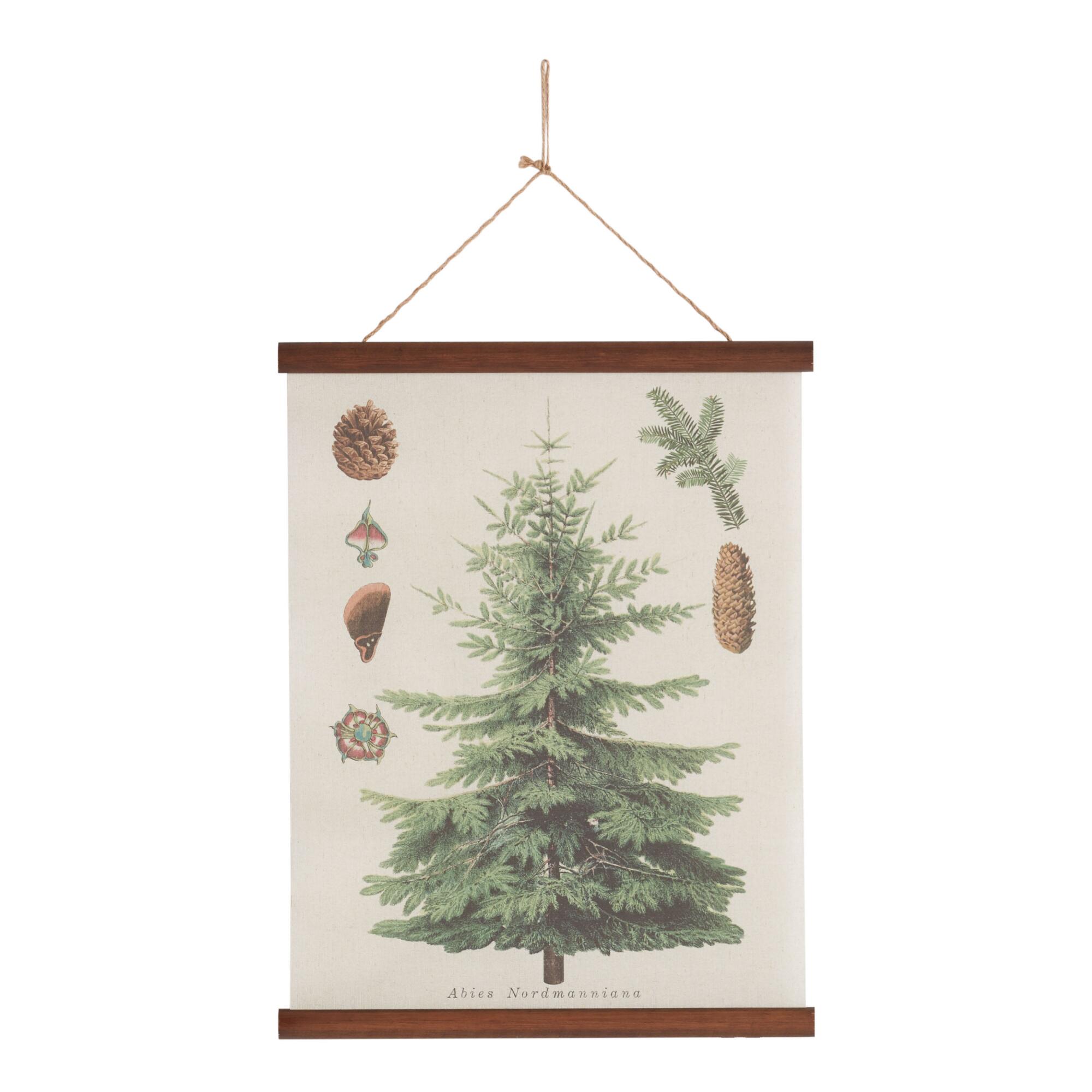 White Winter Tree Linen Scroll Wall Hanging: Multi - Canvas - Medium by World Market