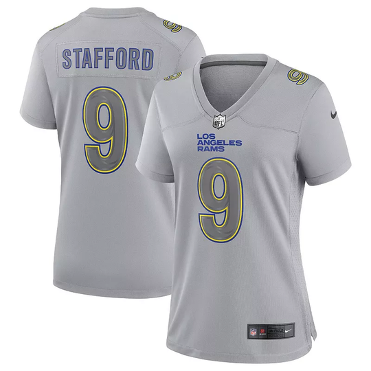 Women's Nike Matthew Stafford Gray Los Angeles Rams Atmosphere Fashion Game Jersey, Size: 2XL, Grey