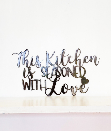 This Kitchen Is Seasoned With Love Metal Wall Art Sign Powder Coat | Handmade Home Decor Hanging Quote Decoration