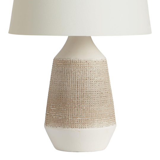White and Gray Textured Ceramic Table Lamp Base -