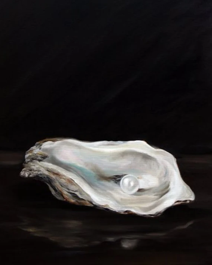 Print Oyster Art Oil Painting Sea Food Ocean Water Pearl/Mary Sparrow Home Decor Gift For Beach House