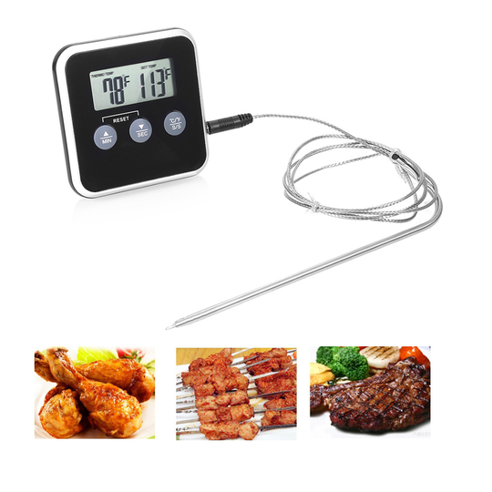 Kitchen LCD Screen Electronic Meat Food Thermometer Temperature Gauge BBQ Alarm