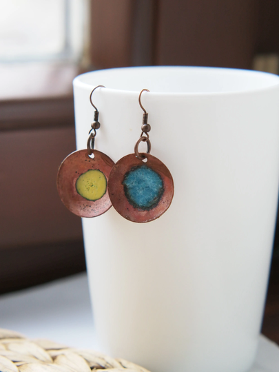 Copper Earrings Ukraine Flag Handmade Shops Sellers Ukrainian Jewelry Metal Gift