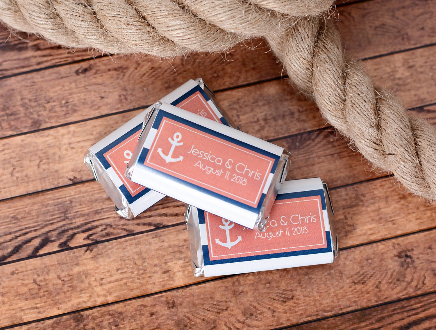 Nautical Wedding Candy Labels - Mini Wraps Chocolate Bar Wrappers Sticker- Wdihm-211