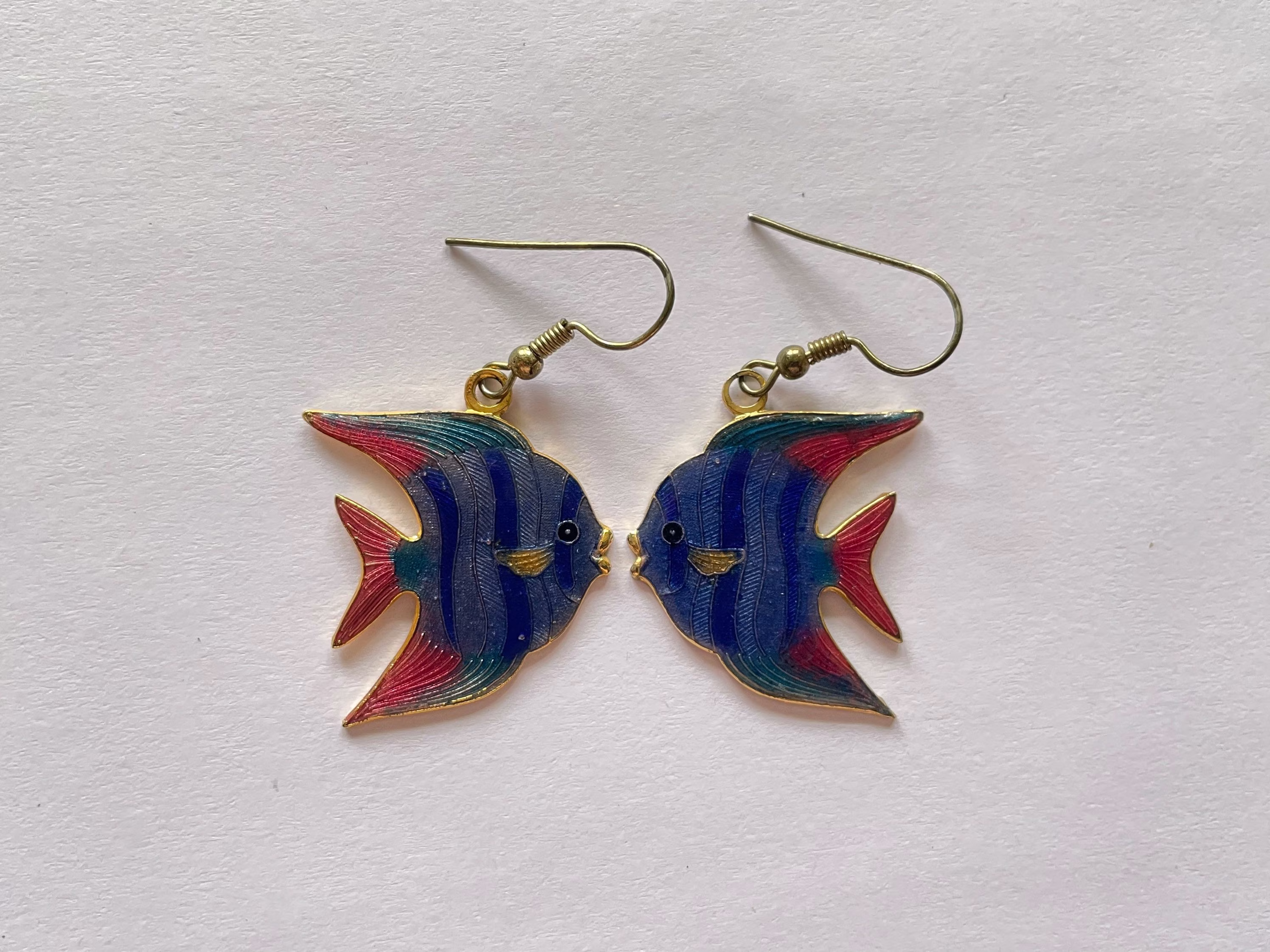 Vintage Enamel Angel Fish Earrings