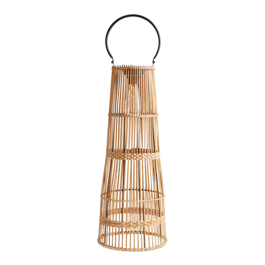 Tall Natural Fiber Tapered Solar LED Lantern by World Market