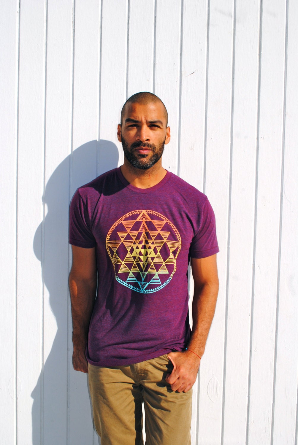 Sri Yantra Sunset Ombre Tri-Blend Tee