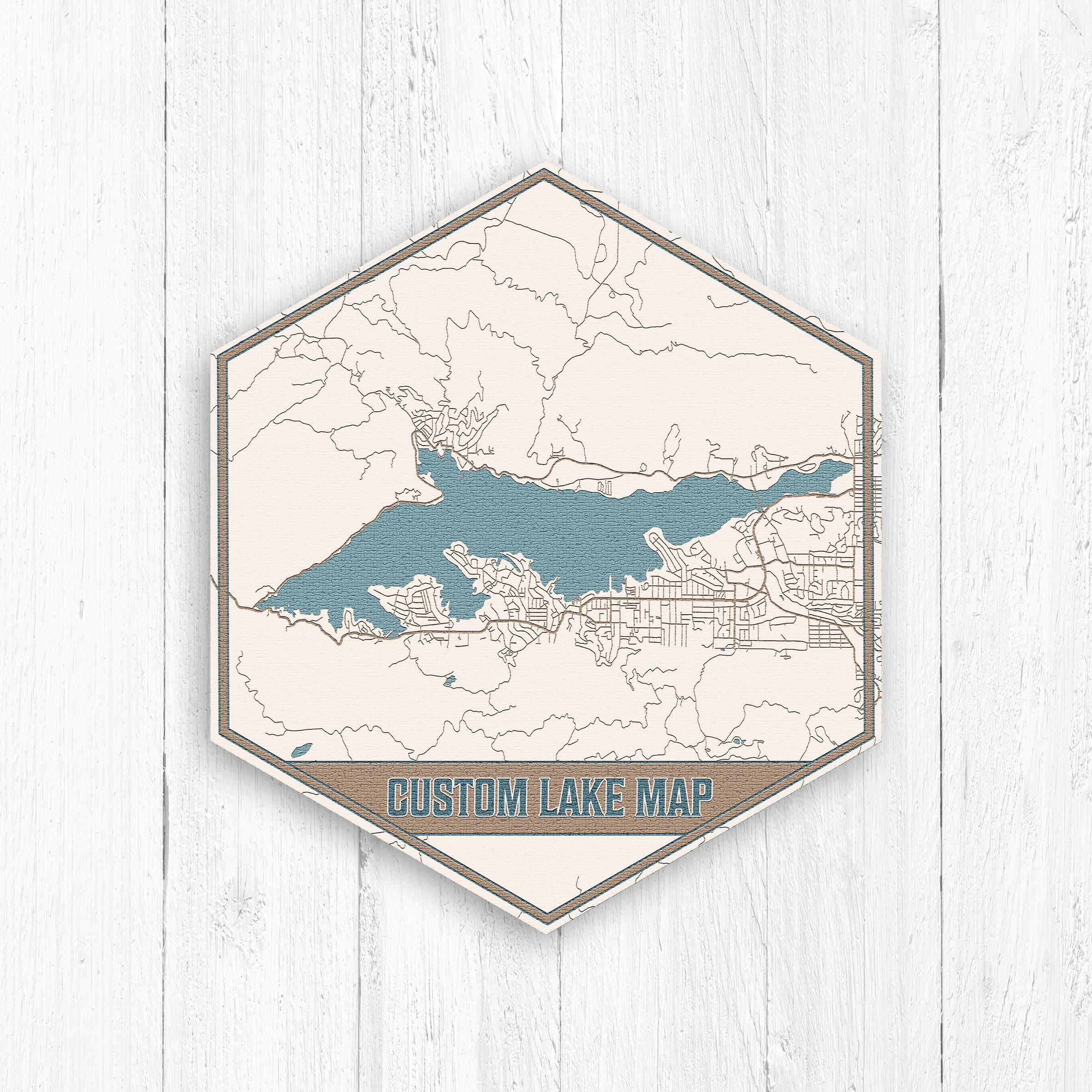 Custom Lake Map Hexagon Print By Printed Marketplace