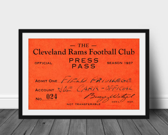 1937 Cleveland Browns | Cleveland Rams Press Pass Print - Vintage Football