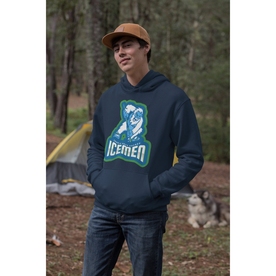 Hockey Hoodie Cradle Rock Hockey Icemen Unisex Heavy Blend Hooded Sweatshirt Hockey Team Player Goalie - small blue