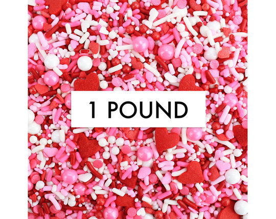 Valentine Sprinkle Blend Bulk | 1lb - A Fun Blend Of Pink Red Heart Sprinkles For Decorating Valentines Day Cakes, Cookies, & Treats