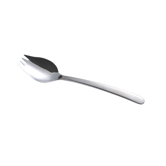 2 in 1 Stainless Steel Spork Salad Noodles Fork Spoon Travel Picnic Tableware - silver