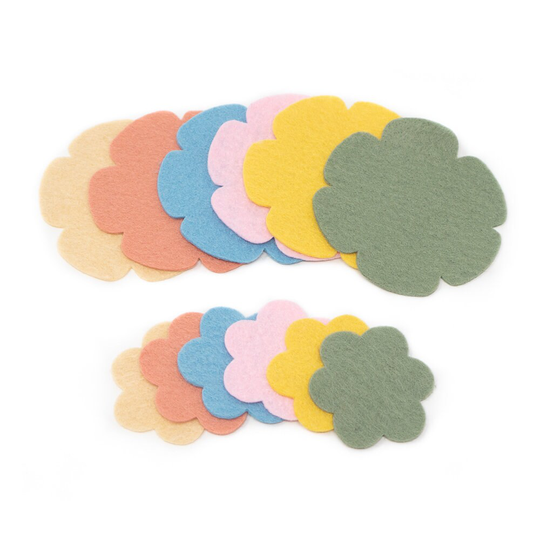 24 Grace Wool Blend Felt Die Cut Applique Flowers - Boho Colors