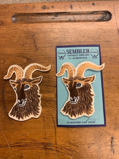 Pair Of Vintage Embroidered Ram Patches