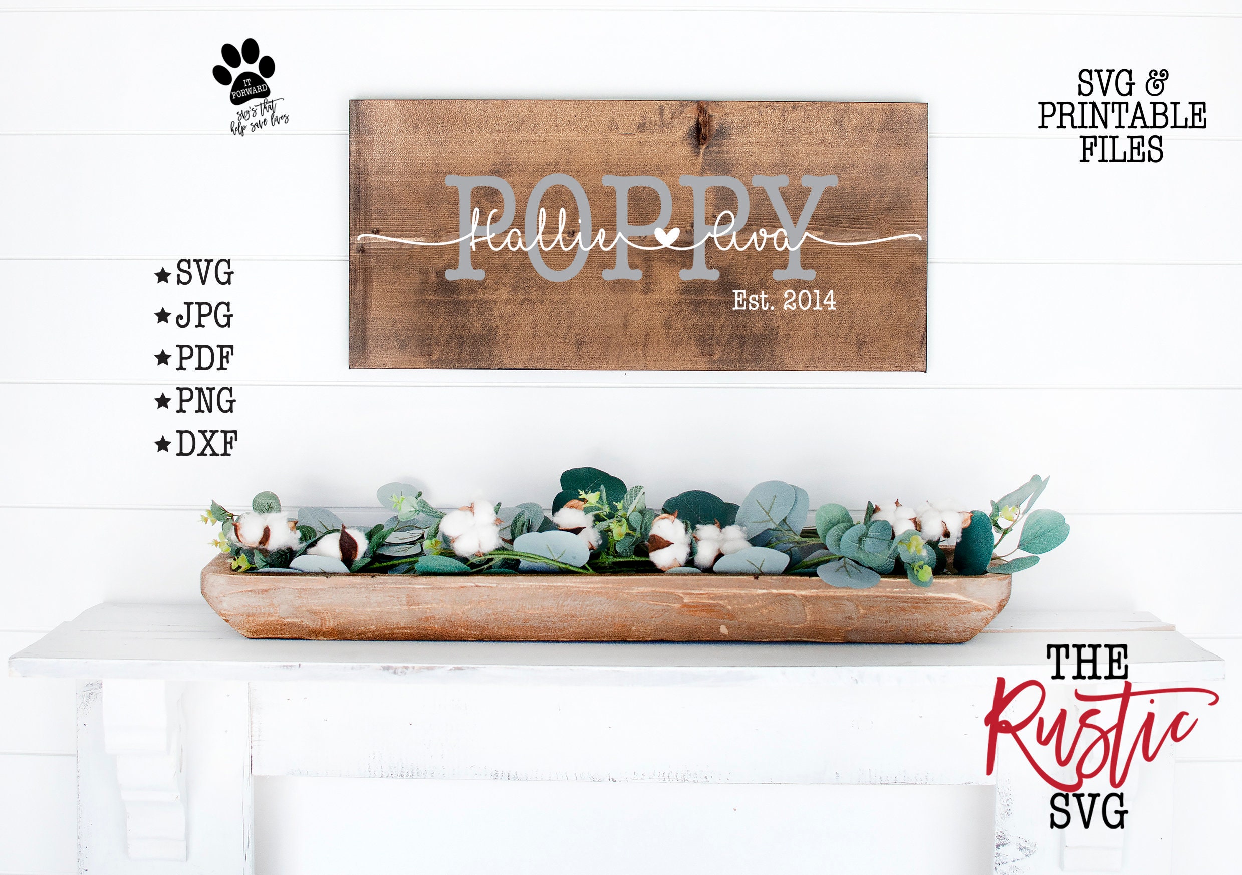 Poppy Sign, Father's Day Gift, Personalized Svg, Custom Kids Names Jpg, Cricut, Silhouette, 014