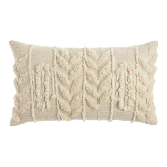 Ivory Tufted Leaves Lumbar Pillow: White by World Market