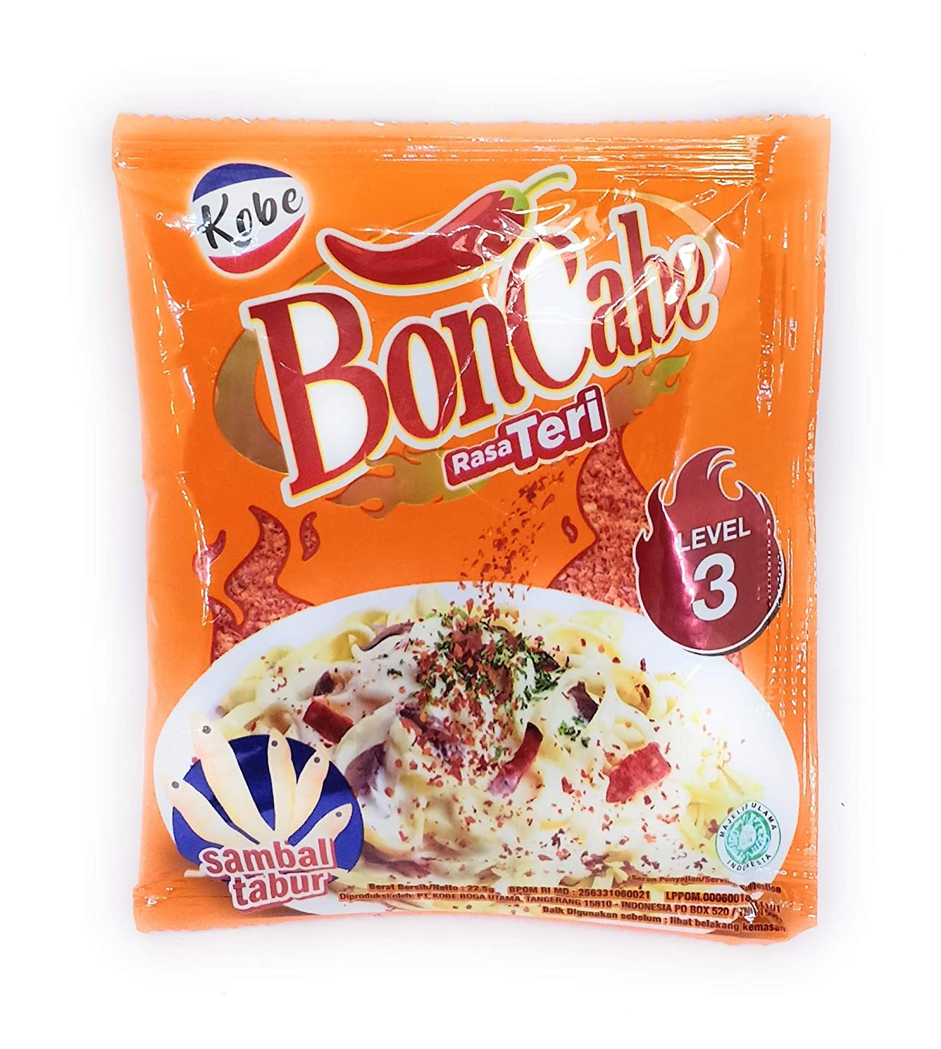 Kobe Bon Cabe Sprinkle Chili Flakes Level 3 with Anchovy, 22.5 Gram (Pack of 12)