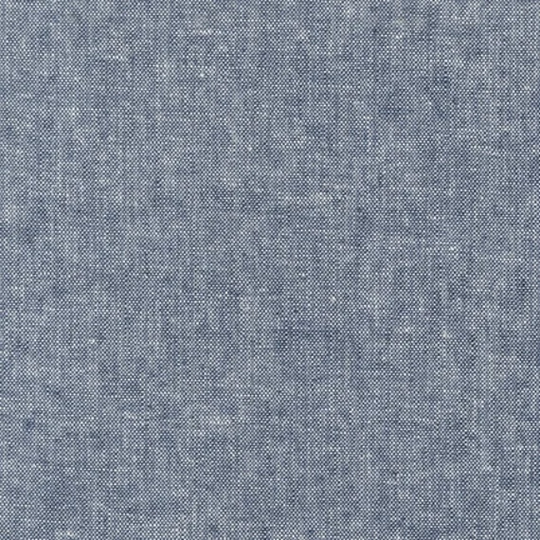 Indigo Fabric, Linen Fabric By The Half Yard, Essex Yarn Dyed Linen, Cotton Blend Chambray