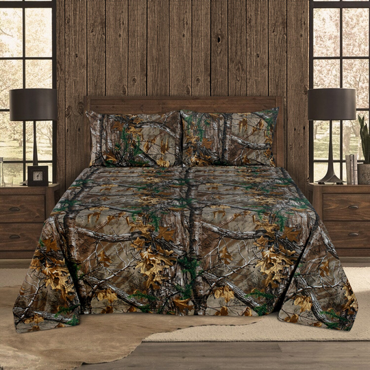 REALTREE Realtree Xtra Queen 180-Thread Count Cotton Blend Green Bed Sheet | 07176100012RT