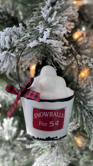 Farmhouse Snowball Ornament | Snowflake Ornament Farmhouse Packaging Tree Decor