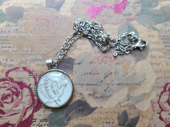 Chapter Page Bird Pendant Necklace Made With Queen Of Nothing Book Pages