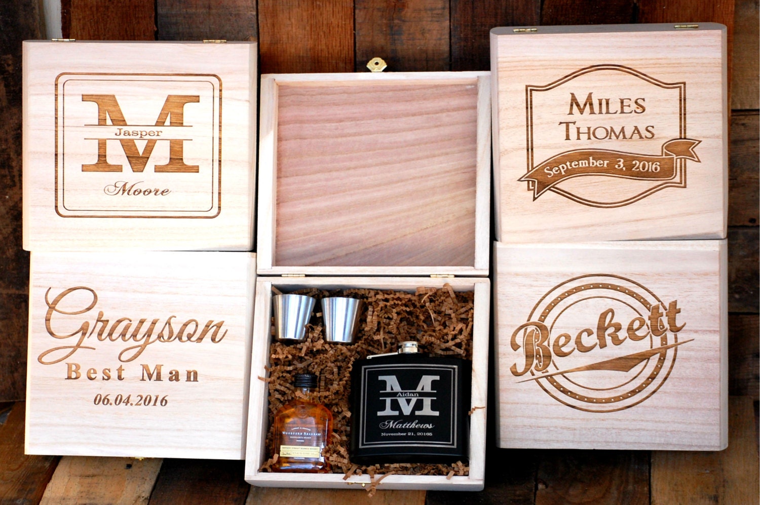 Custom Groomsmen Flask, Gift Wedding Flask Box