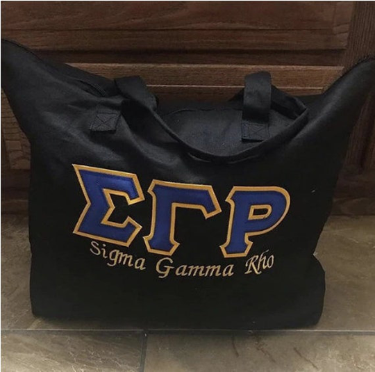 Sigma Gamma Rho Black Oversized Zip Tote