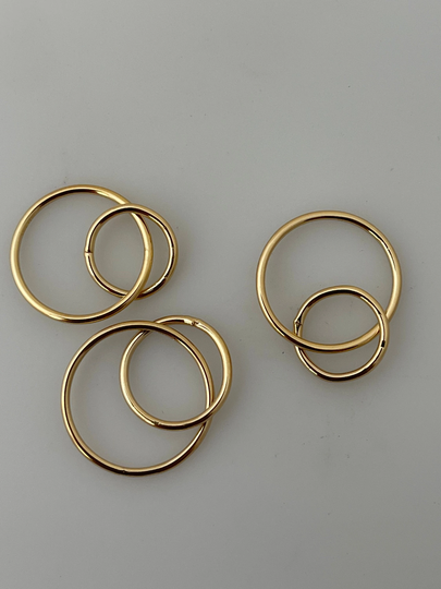 14K Real Gold Filled Interlocking Double Ring Hoops 3 To 4 Pcs in A Pack Available Three Size 16mm, 15mm, 10mm