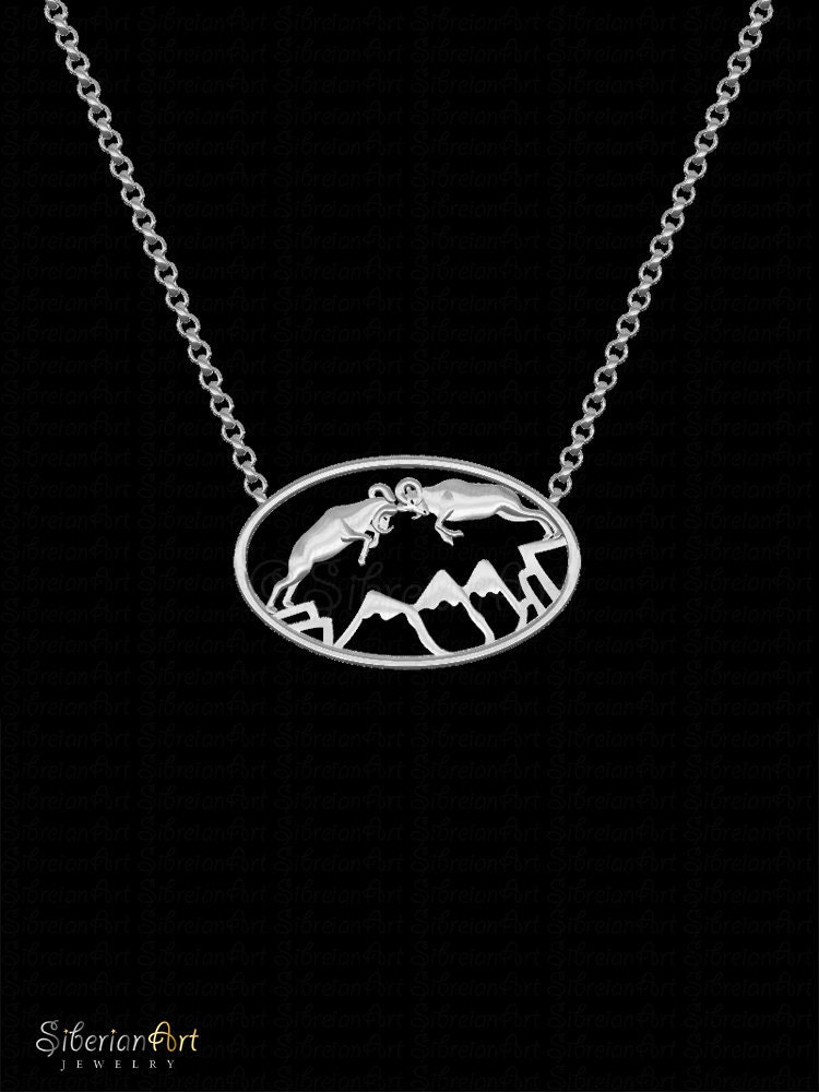 Dall Sheep Ramming - Sterling Silver Pendant & Necklace