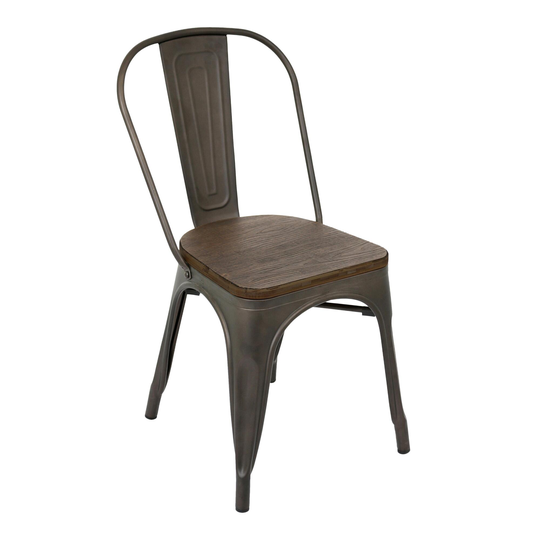 Antique Metal and Espresso Wood Arwen Dining Chairs Set of 2 by World Market