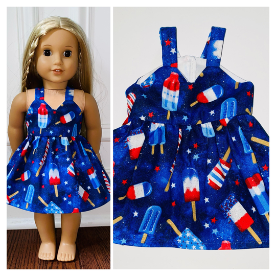 4Th Of July/18" Doll Clothes/Popsicles Sundress/18" Dress/18 Inch Clothes/18 Dress/Summer Dress/Popsicles