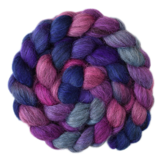 Hand Painted Roving - Gray Masham Wool Spinning Fiber 4.2 Ounces in A Tizzy 1