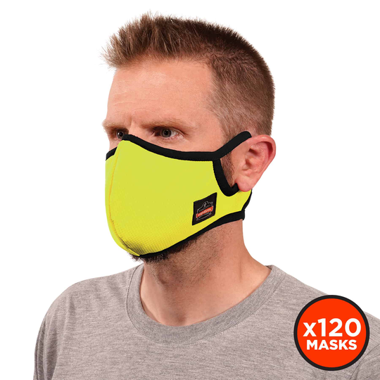 Ergodyne 120-Pack Reusable Cotton Polyester Blend Not Rated Small/Medium All- Purpose Face Mask in Yellow | 48863