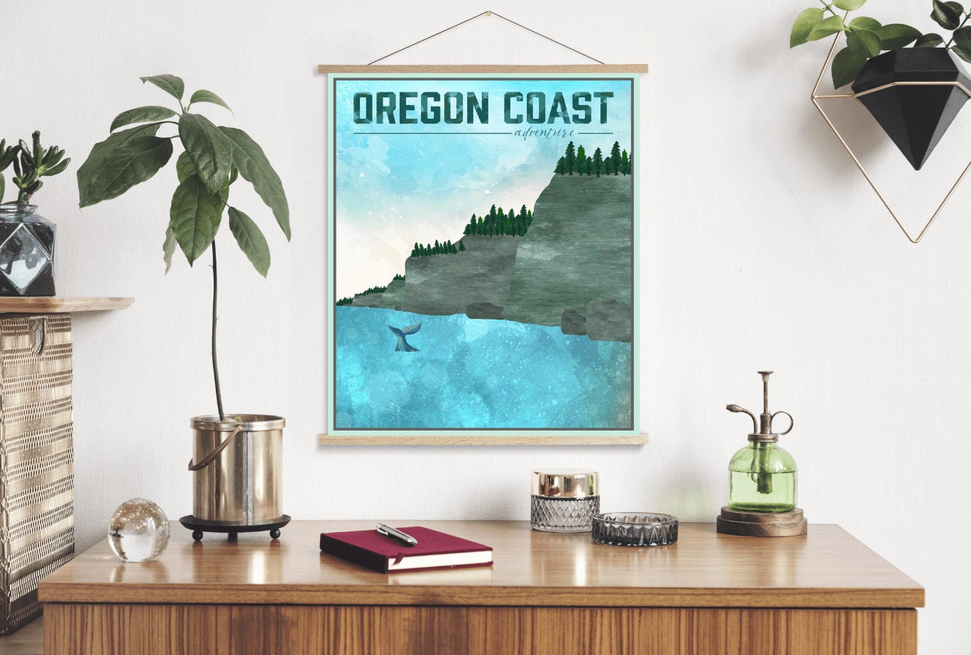 Oregon Coast Watercolor Poster Print | Magnetic Frame Printed Marketplace