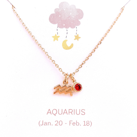 Aquarius Necklace - Birthstone Necklace- Astrology Sign- Gold Star Zodiac Jewelry- Vintage Constellations Birthday Gifts