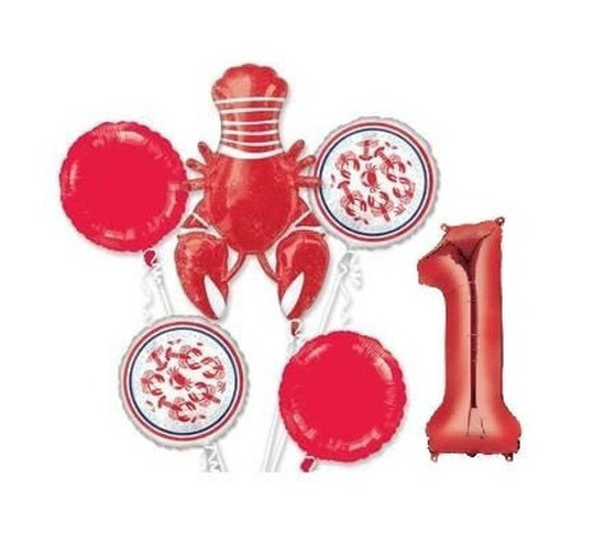 Lobster Seafood Fest Bouquet Of Balloons With Red Number 1-9 Option