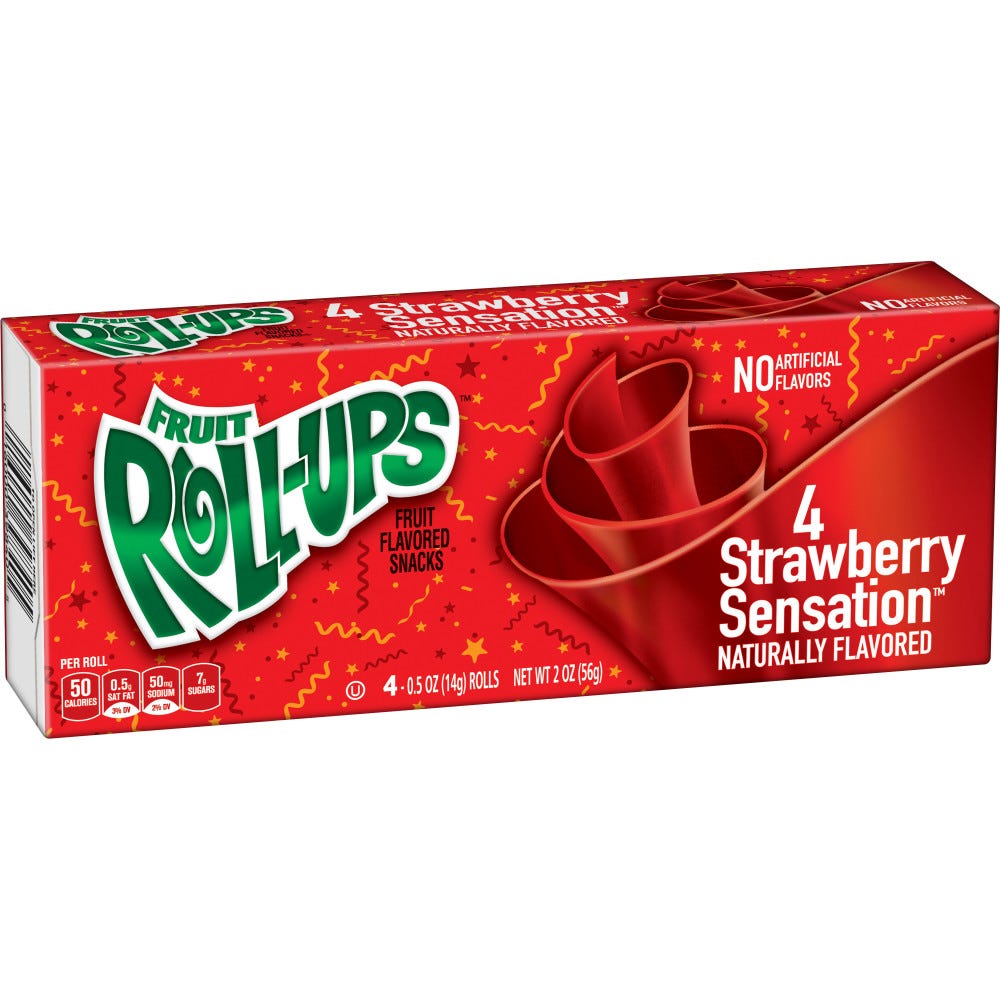 Betty Crocker Fruit Roll-Ups, Strawberry Sensation - 4 ct