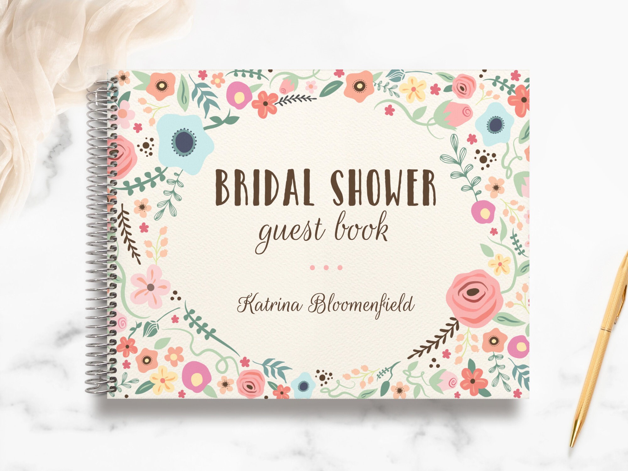 Bridal Shower Guest Book | Guestbook Custom Guestbook Personalized Registry Whimsical Garden