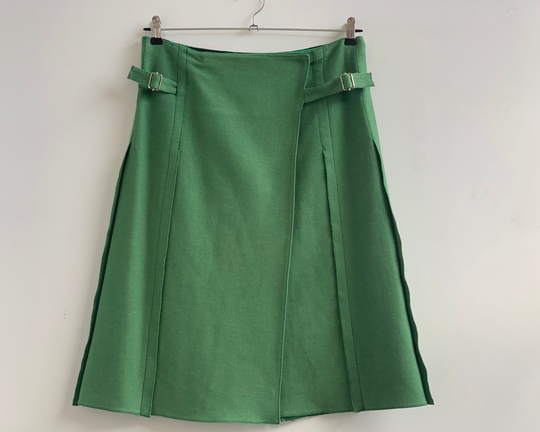 Vintage Wool Blend Hug Me Green Knee Length Skirt Size L Sonia Rykiel