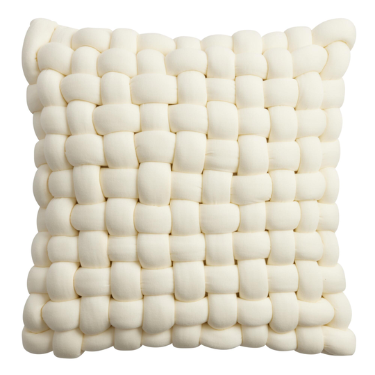 Ivory Jersey Basketweave Throw Pillow - 18" Square by World Market