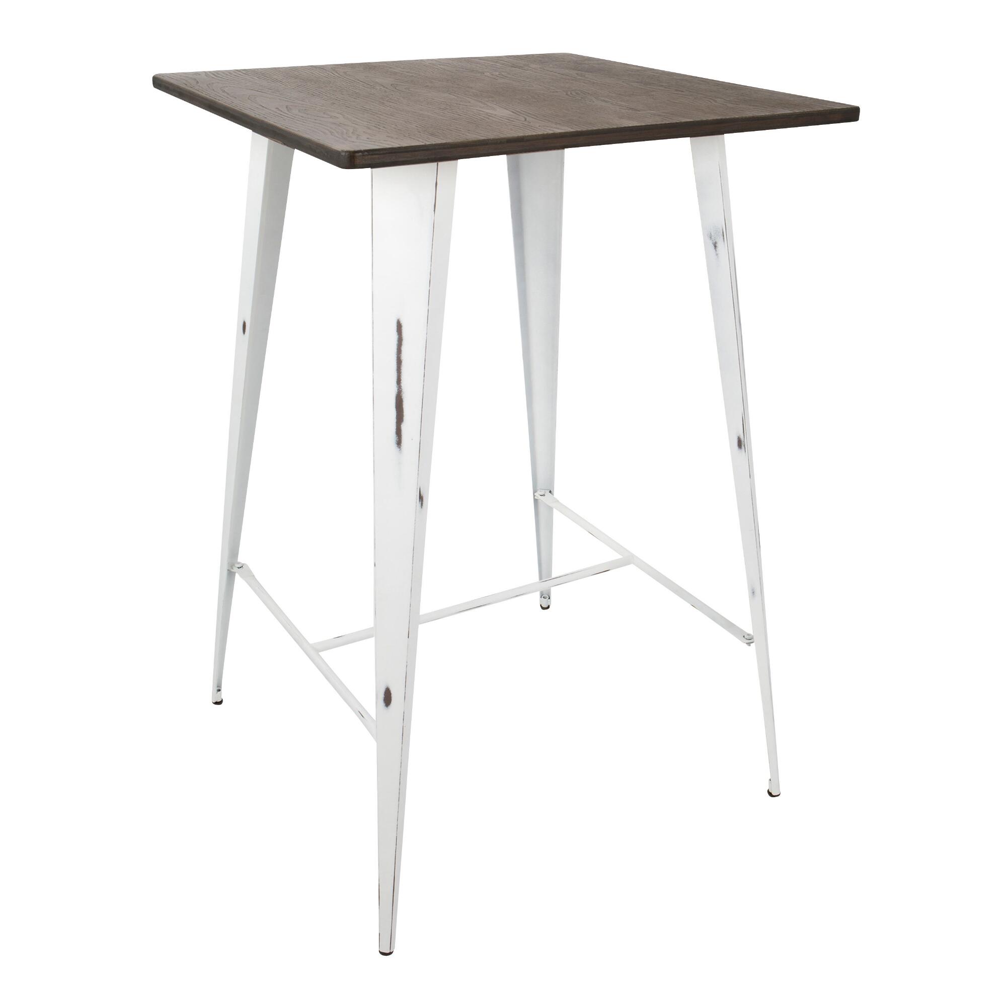 White Metal And Espresso Wood Ridgeby Pub Table - Small by World Market