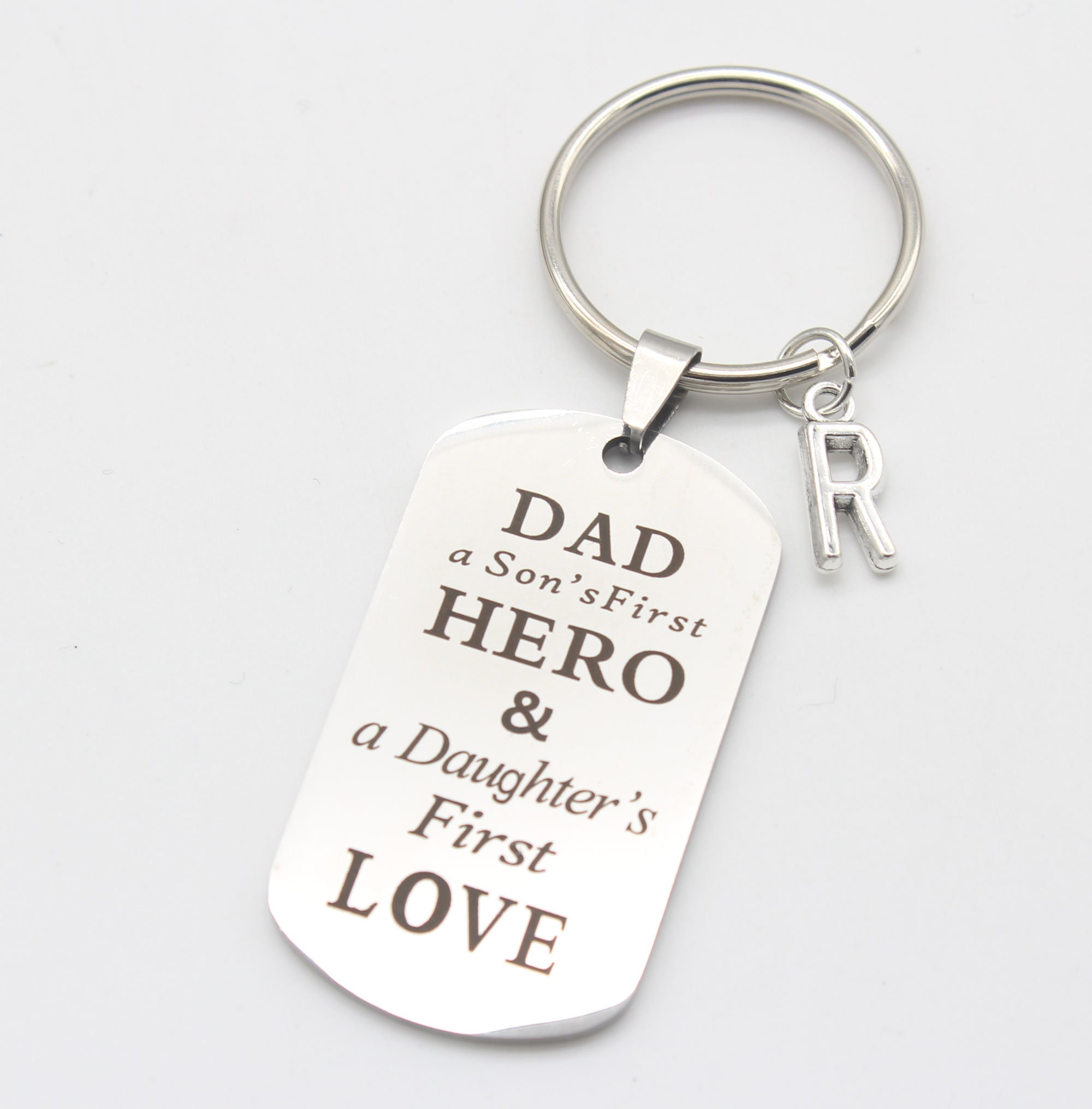 High Quality Keychaindad A Son's First Hero, Daughter's Love.father's Day Gift, Gift For Dad, Dad's Keychain, Personalized Gift