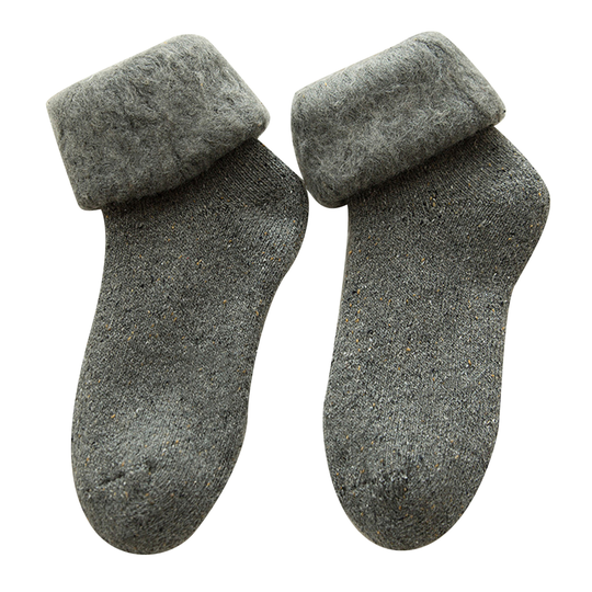 1 Pair More Thicken Warm Keeping Women Socks Wool Blend Practical Good Woven Winter Socks for Daily Wear - dark gray - grey