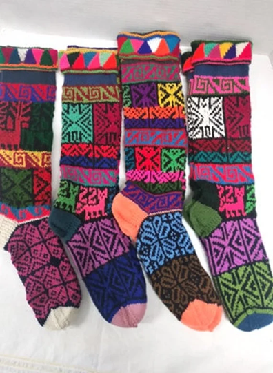 Hand Knitted Socks. Wool Blend Bright Socks. Andes On My Mind . 3 Pairs Available